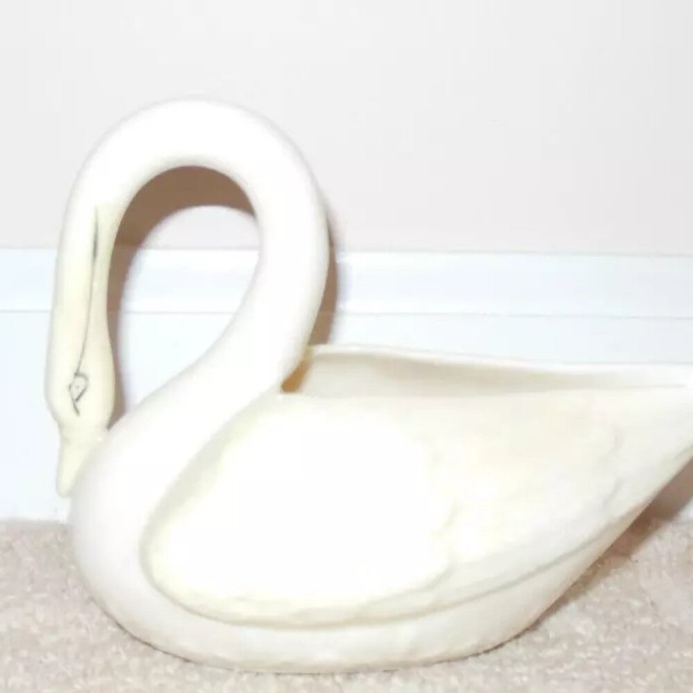 VINTAGE Ireland Irish Belleek Large Swan Figurine Yellow wings Green Mark No 857